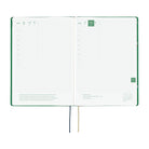An open 2027 Hobonichi Techo HON hardcover planner showing two daily grid pages for November 6 and 7, with timelines, checkboxes, quotes, and two ribbon bookmarks on a white background.