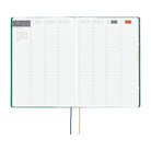 An open 2027 Hobonichi Techo HON hardcover planner showing a two-page weekly layout for November 1–7, with vertical hourly columns and two ribbon bookmarks on a white background.
