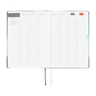 An open 2027 Hobonichi Techo HON hardcover planner showing a two-page weekly layout for November 1–7, with vertical hourly columns and two ribbon bookmarks on a white background.
