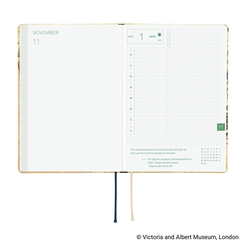 A 2027 Hobonichi A6 HON featuring a design inspired by the V&A Museum