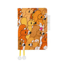 Cover for Hobonichi Techo A6 planner with orange squirrel design on white background