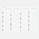 Month at a glance spread of Hobonichi Techo 2026 Original A6 Spring Start planner on white background