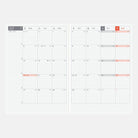 Monthly calendar spread of Hobonichi Techo 2026 Original A6 Spring Start planner on white background