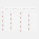 An open Hobonichi Techo A6 Original planner with spread for the months of August through November 2027 against white background