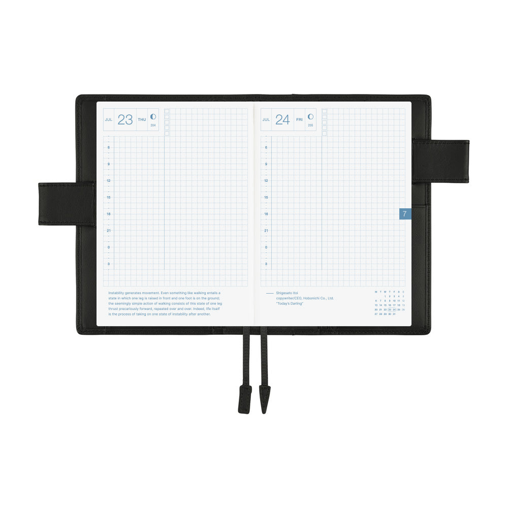 Hobonichi Techo Original A6 2026 - Book with Cover - Leather: TS Basic - Black at Boston General Store