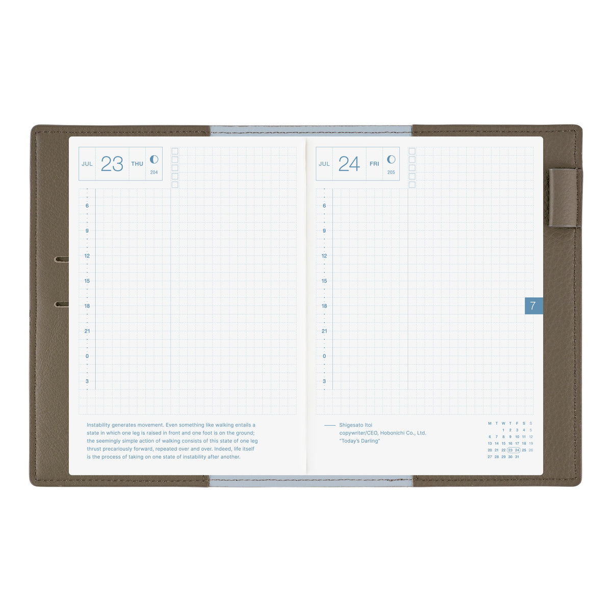 Hobonichi Techo Original A6 2026 - Book with Cover - Leather: Taut (Gray &amp; Light Blue) at Boston General Store