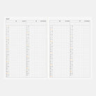 Hobonichi A6 Planner with month-at-a-glance spreads for August through November 2027 on white background
