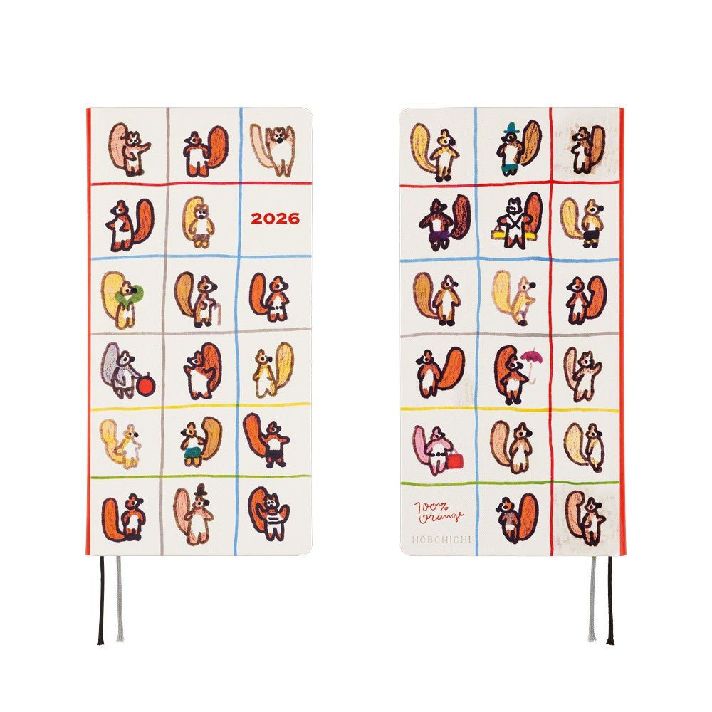 Hobonichi Techo Weeks 2026 - 100%ORANGE: Squirrel’s Moving Day Boston General Store