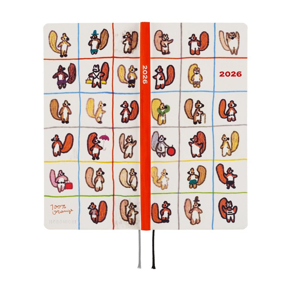 Hobonichi Techo Weeks 2026 - 100%ORANGE: Squirrel’s Moving Day Boston General Store