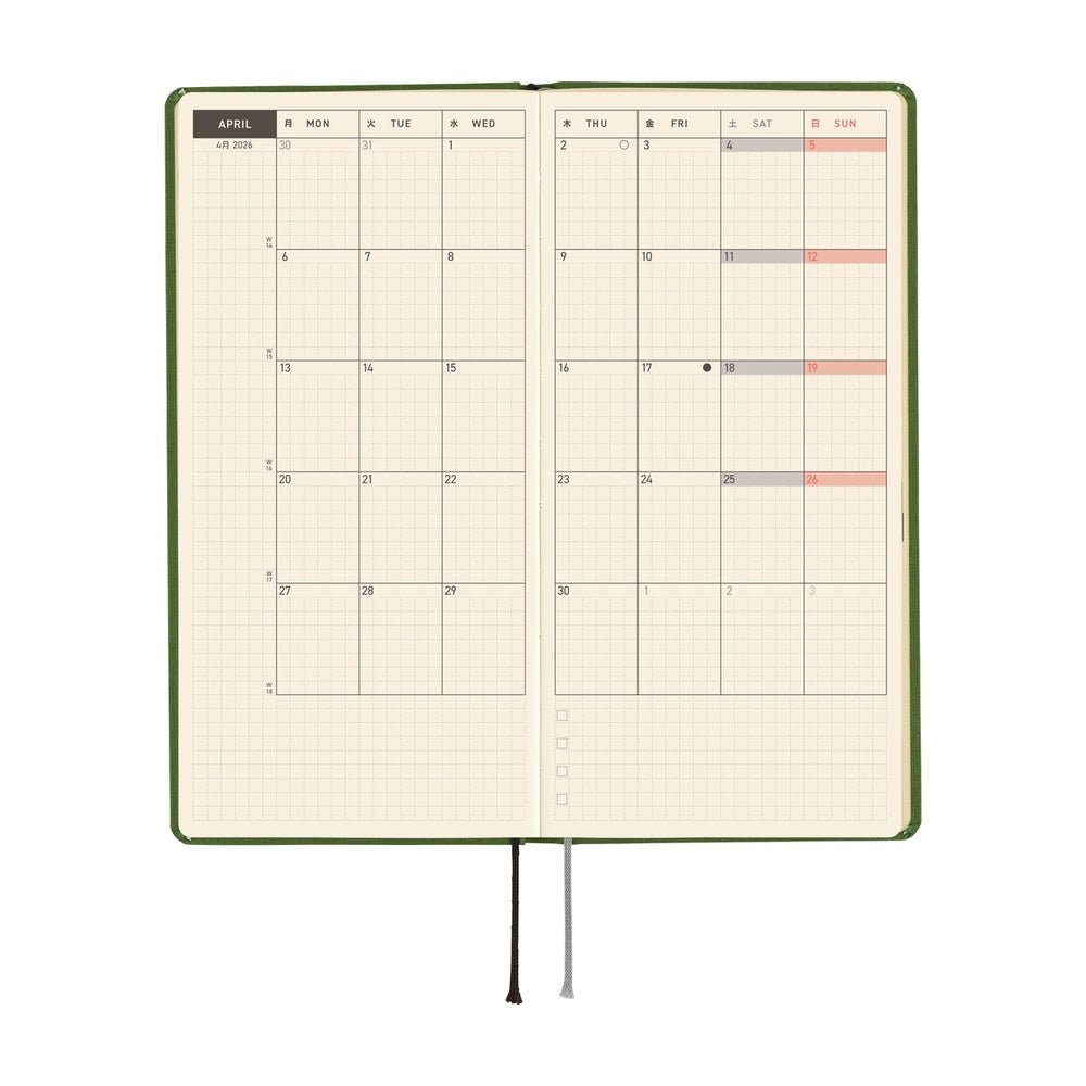 Hobonichi Techo Weeks 2026 - Colors: Antique Green Boston General Store