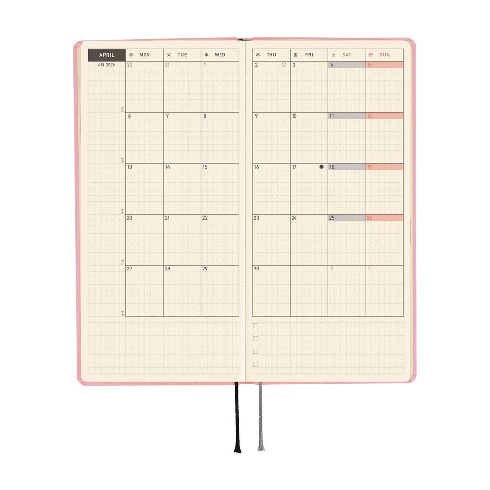 Hobonichi Techo Weeks 2026 - Colors: Strawberry Milk Boston General Store