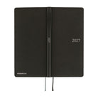 The exterior of a slim 2027 planner with a patterned black cover, featuring a silver-embossed '2027'.
