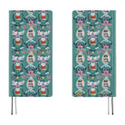 A front and back view of a teal planner featuring illustrations of a White Cat character and geese.