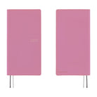 A front and back view of a solid lavender colored planner. 