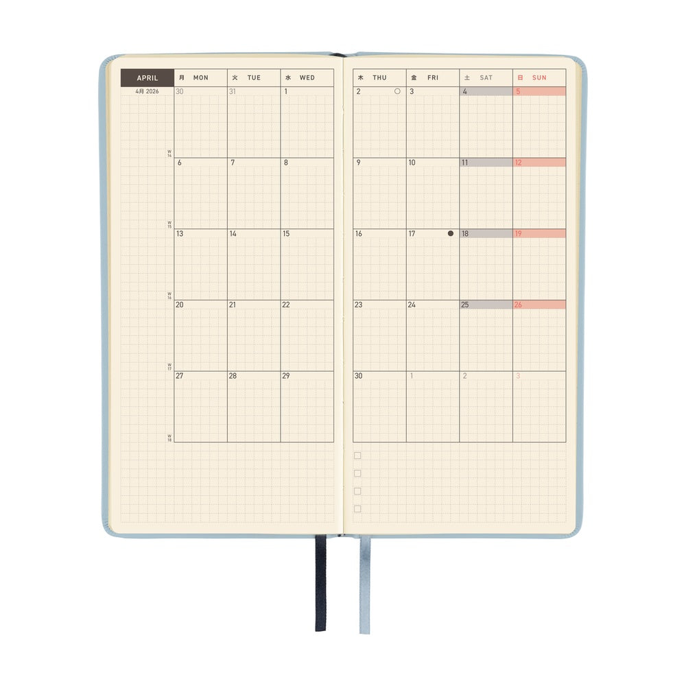 Hobonichi Techo Weeks 2026 - Leather: Snow Blue at Boston General Store