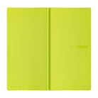 The exterior of a lime green 2027 Hobonichi Weeks Mega planner. 