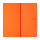 A bright orange 2027 Mega Hobonichi planner shown closed against a plain white background.