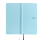 The exterior of a 2027 planner with a light blue cover that has a slight sheen. The year 2027 is debossed on the front in blue foil.