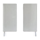 A front and back view of a 2027 planner covered in silver leather. A subtle 2027 is embossed on the front cover. 