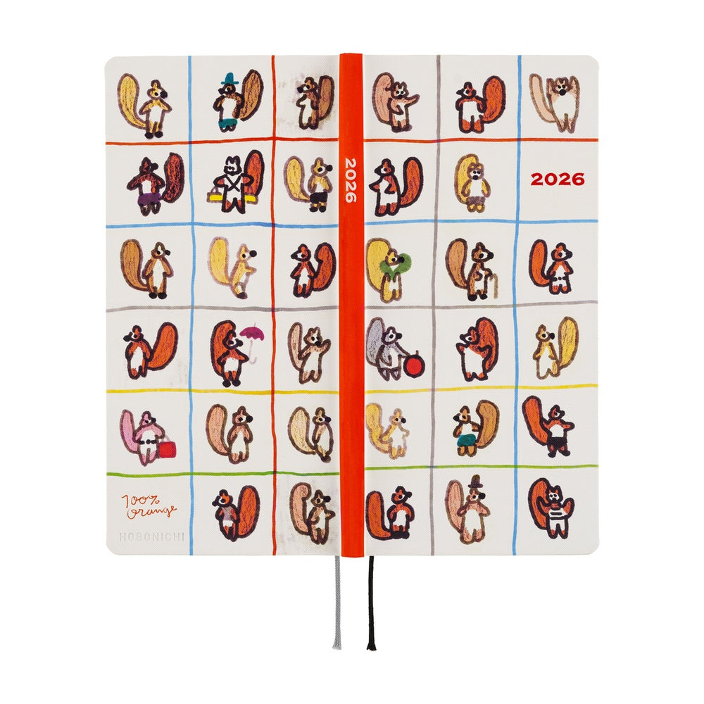 Hobonichi Techo Weeks 2026 - 100%ORANGE: Squirrel’s Moving Day at Boston General Store
