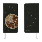 The front and back covers of a planner featuring a printed image of an embroidery piece crafted from countless beads, sequins, and jewels depicting the luminous moon surrounded by shining stars in the night sky.