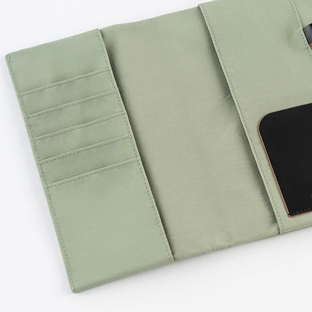 Light green fabric Tragen zippered cover for Hobonichi Techo Weeks planner