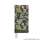 A 2027 planner featuring John Henry Dearle’s 1912 "Leicester" wallpaper pattern and a quote that says ""Have nothing in your houses that you do not know to be useful or believe to be beautiful."