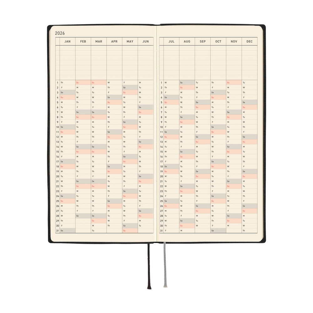 Hobonichi Techo Weeks 2026 - White Line: Black at Boston General Store