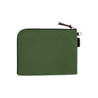 A green A6 zippered Tragen flat pouch on white background