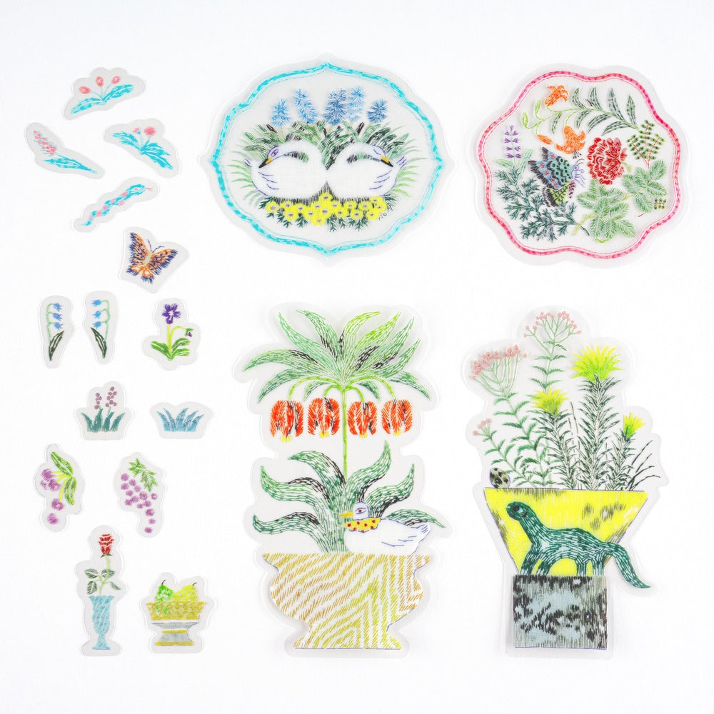 iyo okumi: Transparent Embroidery Sticker Set - My Garden at Boston General Store