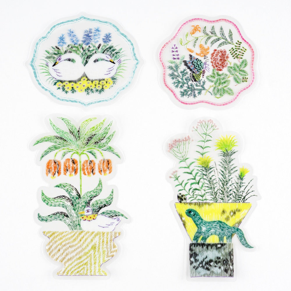 iyo okumi: Transparent Embroidery Sticker Set - My Garden at Boston General Store