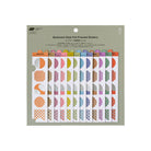 A package of 12 bookmark-style foil pressed stickers in assorted colors and patterns, displayed on a light gray background.