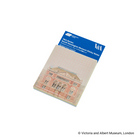 A pocket-sized sticky notes pad featuring the Victoria and Albert Museum building on the cover, with a blue header reading 'V&A Series' and 'Victoria and Albert Museum Sticky Notes'.