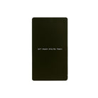 A black rectangular notepad with rounded corners, featuring the phrase 'April showers Bring May flowers' printed in small white text in the center, set against a plain white background.