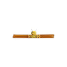 Pack of five New England honey straws with yellow Aquidneck Honey label and bee attached on white background