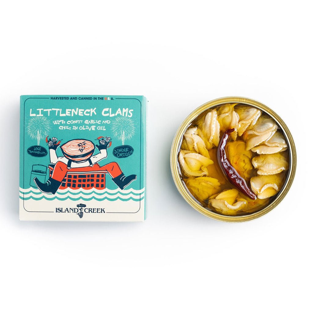 Island Creek Littleneck Clams w/ Confit Garlic, Chili, and Olive Oil Boston General Store