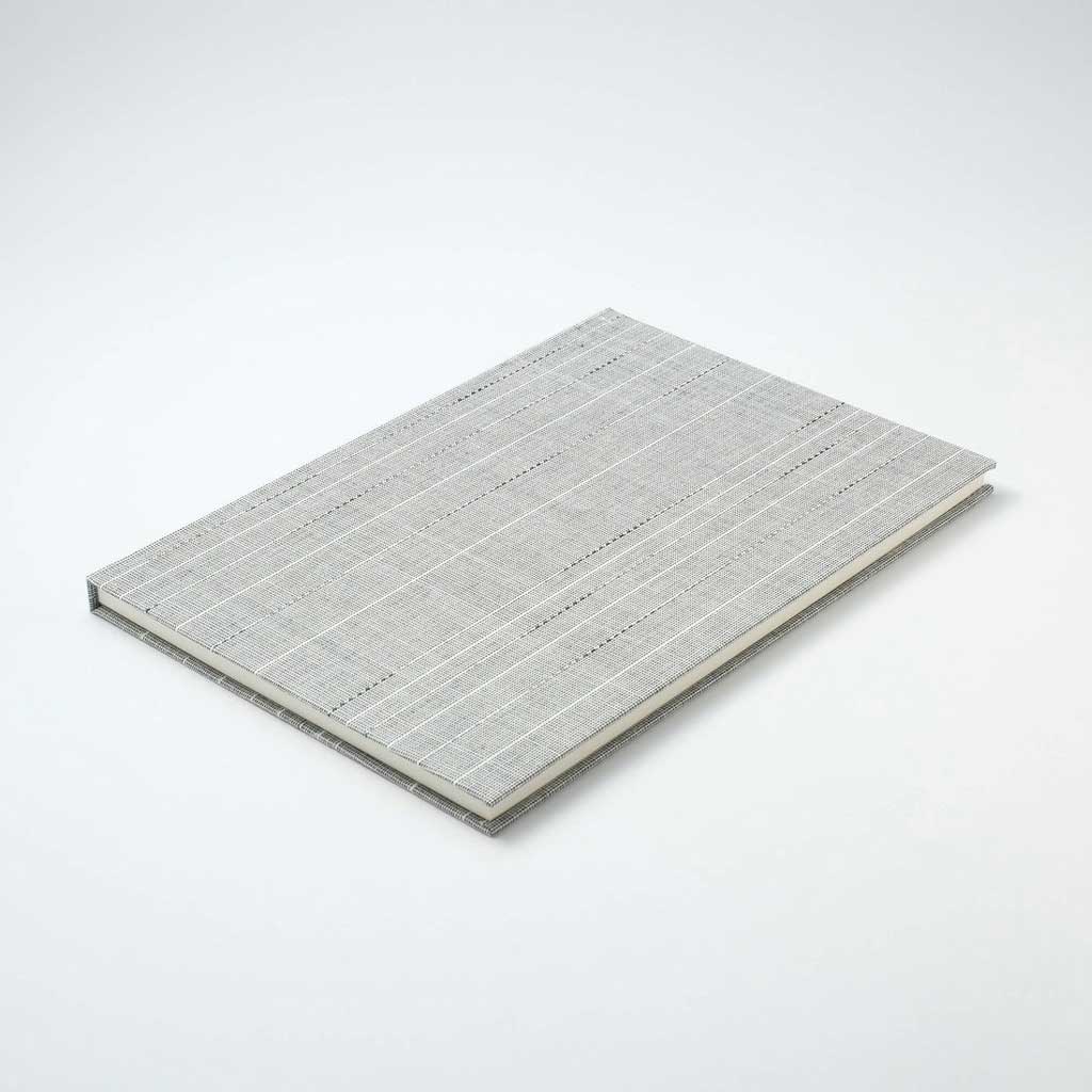 Gray striped notebook on white background