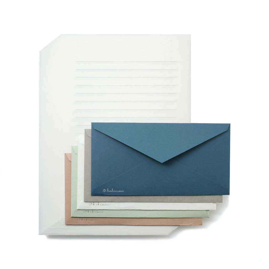 Set of envelopes in various colors on a white background