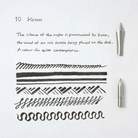 Ink pen with black Koton ink swatches and description on a white background