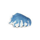 Blue wolf-shaped ceramic dish with a textured pattern.
