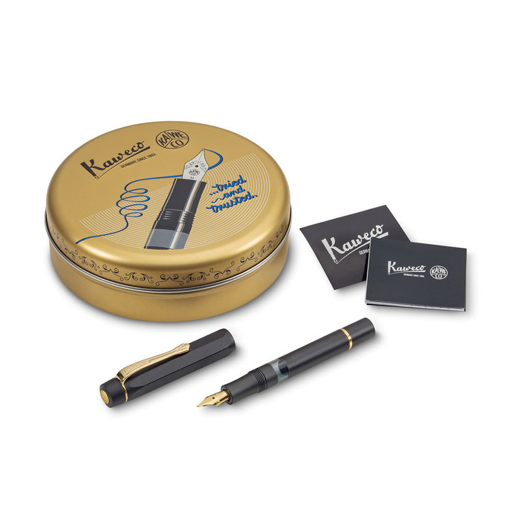Kaweco Piston Sport AL Fountain Pen in Black/Gold at Boston General Store