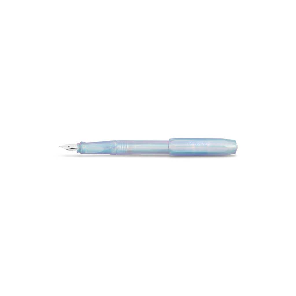Iridescent Pearl Kaweco perkeo fountain pen open on white background