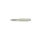 Light greenish white fountain pen with silver accents on white background