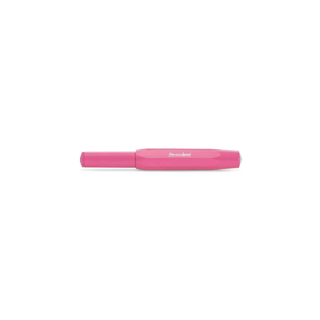 Pink Kaweco Skyline Sport fountain pen closed on white background