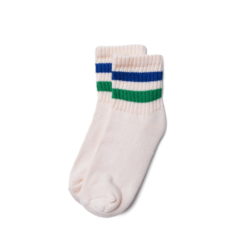 Retro Stripe Quarter Crew Sock Royal + Kelly   at Boston General Store