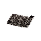 Black and white knitted fabric kettle holder on white background