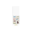 Set of washi stamp-style stickers in paper holder with gold "KITTA" branding on bottom against white background