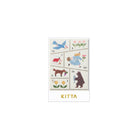 Set of washi stamp-style stickers in paper holder with gold "KITTA" branding on bottom against white background