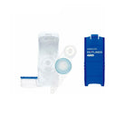 Blue Kokuyo Dotliner Adhesive Roller Stamp with white logo taken apart on white background
