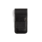 Black leather pen case on white background